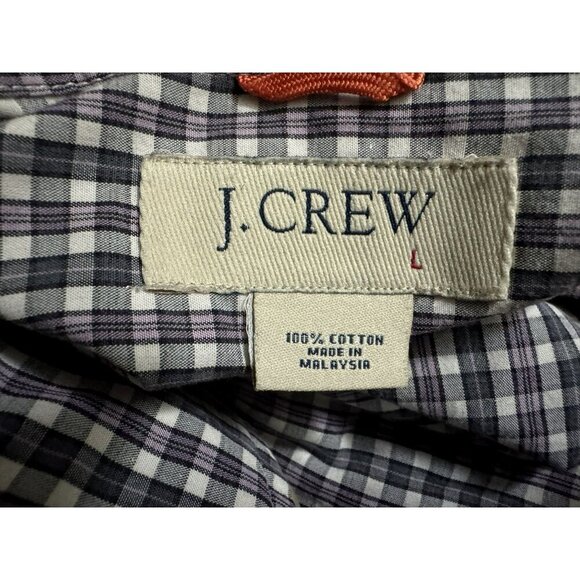 J. Crew Mens Casual Relaxed Fit Cotton Button Down Short Sleeve Plaid Shirt Sz L - Picture 4 of 4